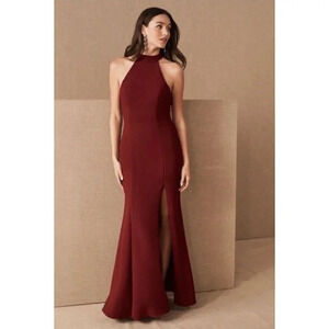 NWT Anthropologie BHLDN Montreal Juliana Maxi Dress Party Cocktail Halter Red